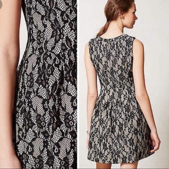 🆕️ Anthropologie HD Black Lace Dress - Fit and Flare Style. NWT - Picture 2 of 14